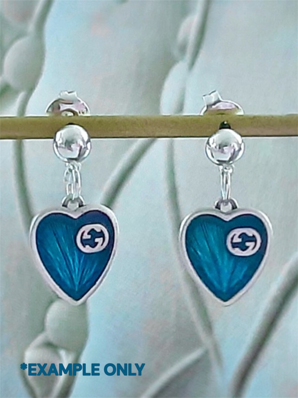 💕VINTAGE GUCCI 2-Piece Interlocking Gs & Bright Blue Heart Silver-Tone Hardware - Picture 13 of 13